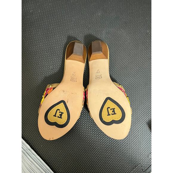 Eric Javits Woven Multicolored Straw & Tan Leather Slip-On Sandals‎ Boho 7.5 N - Picture 6 of 9